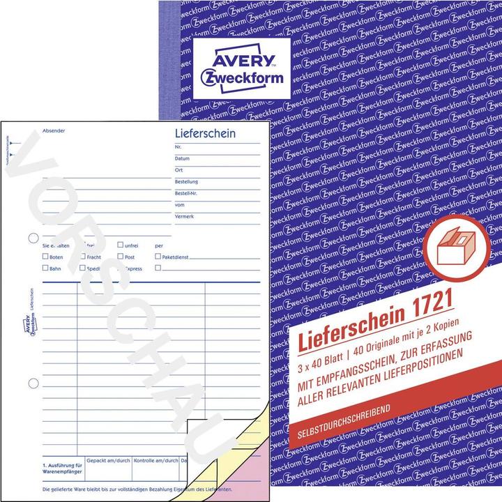 Produktbild Avery Formularbuch "Liefer-/Empfangsschein", 4+1 (40 x)