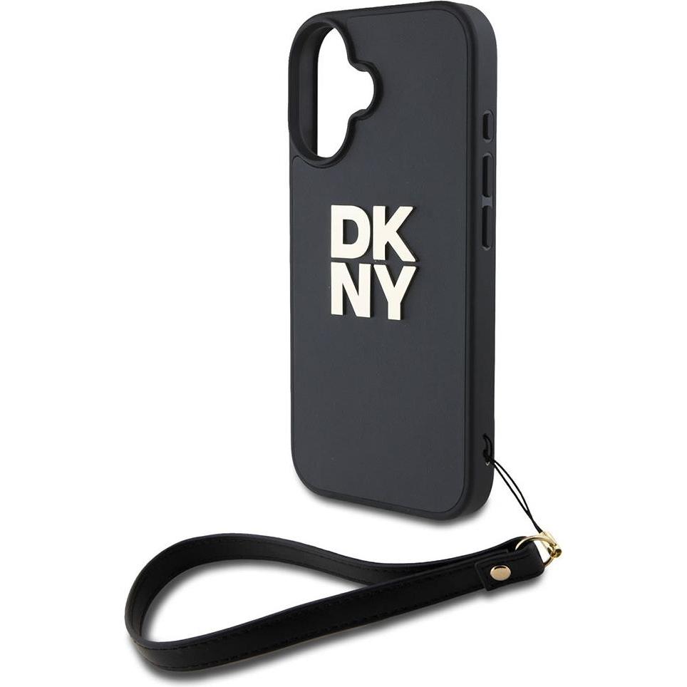 DKNY DKHCP16SPBSWSK iPhone 16 6.1" czarny/black hardcase Wrist Strap Stock Logo (Apple iPhone 16), Smartphone Hülle, Sch...