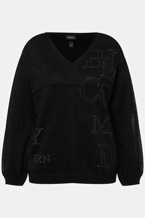 Produktbild Ulla Popken Pullover, Ziersteine, V-Ausschnitt, Langarm (54)