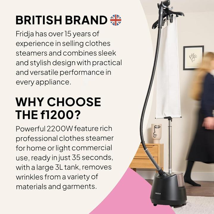 Actual product image Fridja Powerful Premium Garment Steamer with Dual Steam Settings for Fast Unfolding (2200 W)