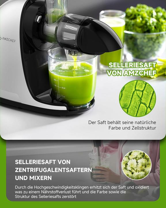 Actual product image Amzchef Cold Press Juicer Silent Reverse Function