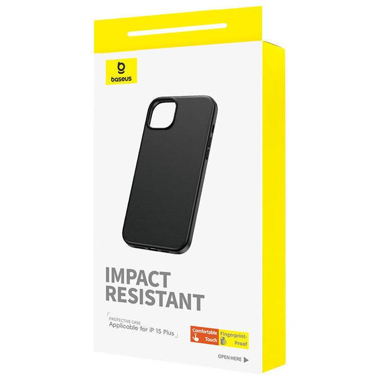 Thumbnail - Baseus Phone Case for iPhone 15 Plus Fauxther Series (Black) (Apple iPhone 15 Plus), Smartphone Hülle, Schwarz