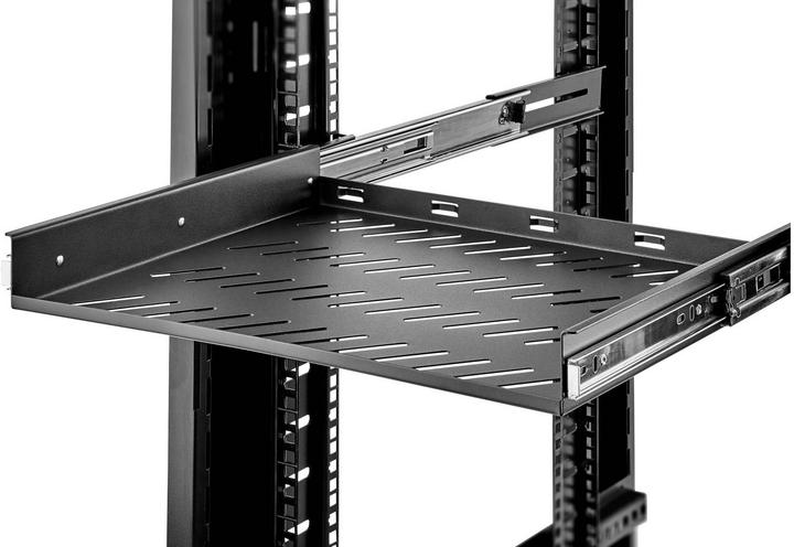 Actual product image Renkforce 48.3 cm (19"³) equipment shelf with ventilation slots, Extendable: 350 - 550 mm, 1 U