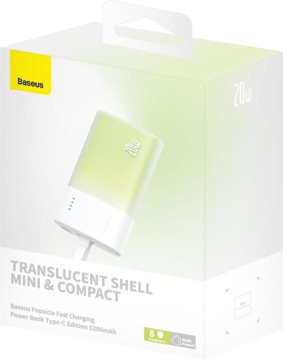 Actual product image Baseus Popsicle 5200mAh 20W Powerbank with Built-in Lightning Cable (+ White Simple USB-C - U (5200 mAh, 20 W, 20 Wh)