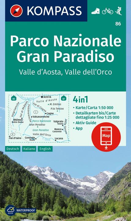Hiking map 86 Parco Nazionale Gran Paradiso, Valle d'Aosta, Valle dell'Orco 1:50.0