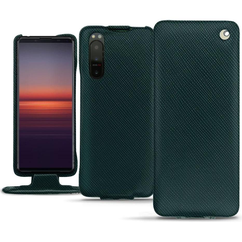 Noreve Lederschutzhülle vertikal (Sony Xperia 5 II), Smartphone Hülle, Grün