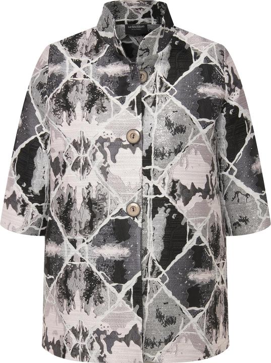 Immagine prodotto Ulla Popken Blazer in Jacquard a quadri con collo alto e maniche a 3/4 a tulipano (48)