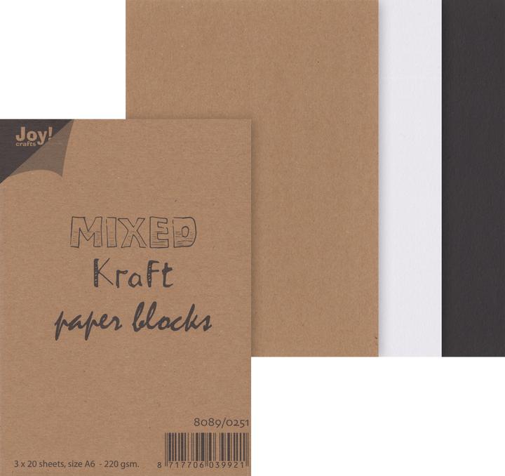 Immagine prodotto Joy!Crafts Blocco di carta kraft "mista", 3 x 20 fogli (220 g/m², 60 x)
