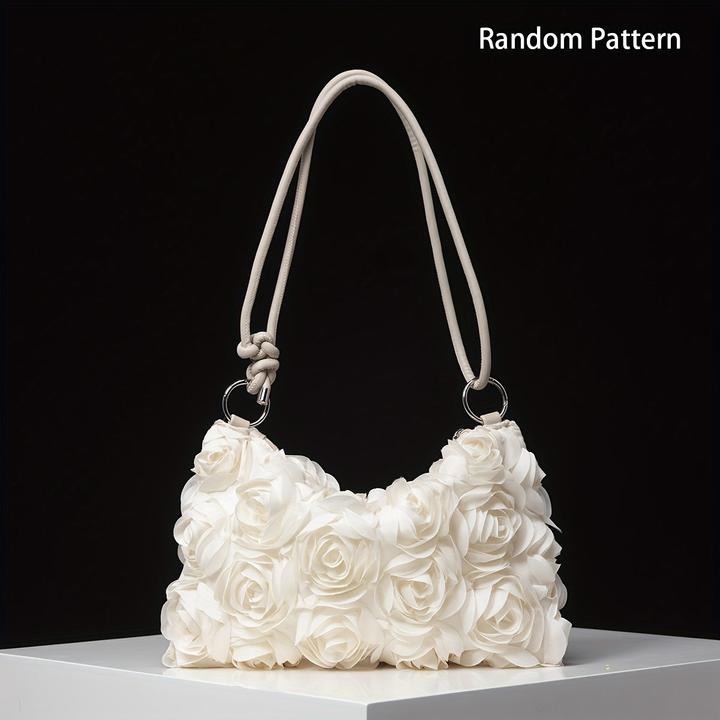 Produktbild Only-Bags.Store Elegante Rose Floral Umhängetasche - verstellbarer Riemen, Reissverschluss, Polyester, perfekt für