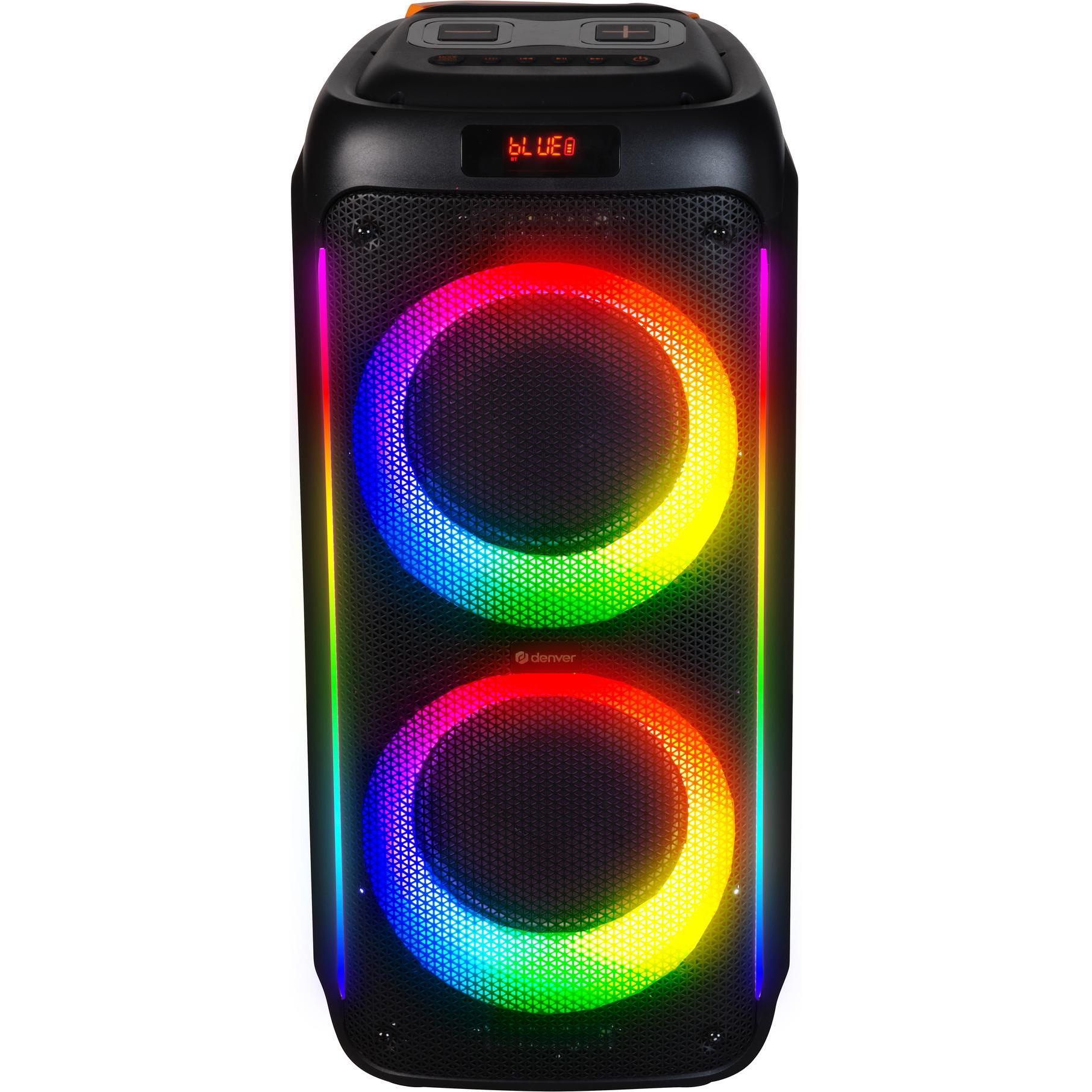 Denver BPS-458 BT Party Lautsprecher schwarz (4 h, Akkubetrieb), Bluetooth Lautsprecher, Schwarz