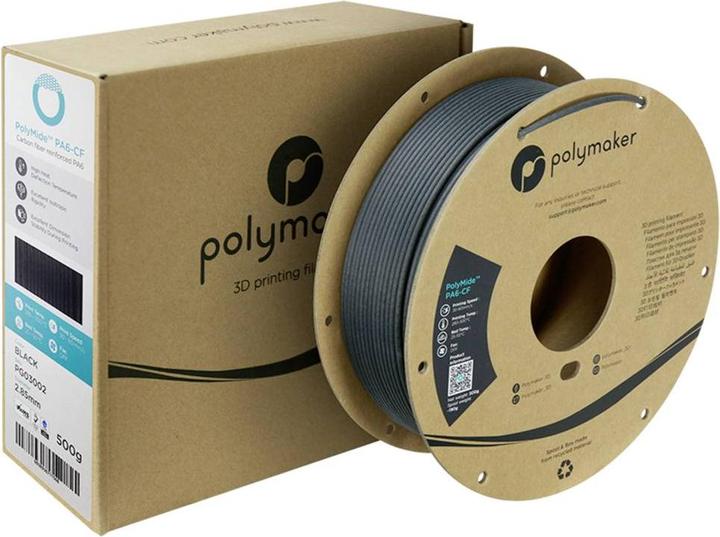 Actual product image Polymaker PolyMide PA6-CF V2 - Black - 2.85mm - 500g (Carbon, Nylon, 2.85 mm, 500 g)