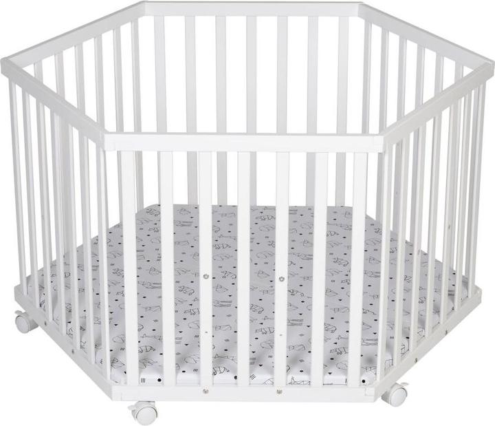 Actual product image Schardt Playpen playpen hexagonal white incl. insert - Origami - Black (106 cm, 122 cm, Pine)