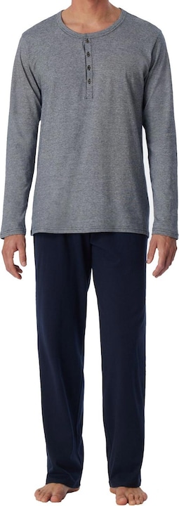 Produktbild Schiesser langer Herren Pyjama / Schlafanzug mit Knopfleiste (52)