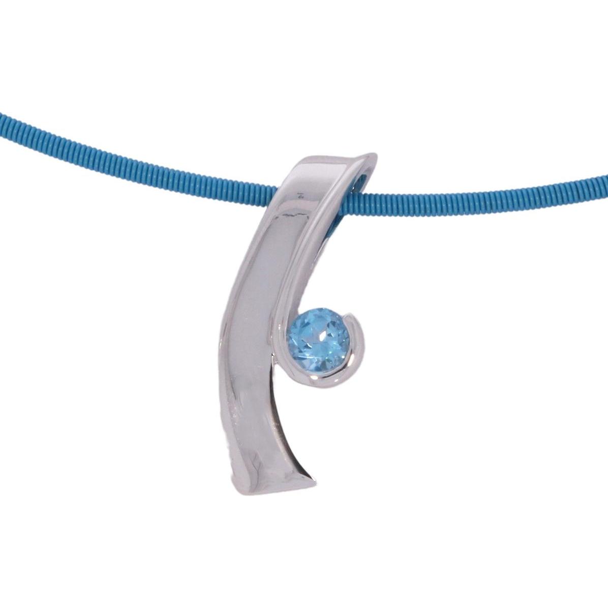 Thumbnail - Xen, Ring, Omegareif mit Anhänger Swiss Blue Topas, (45, 925 Silber)