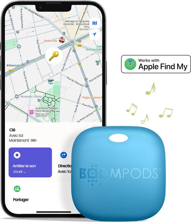 Actual product image Boompods Boomtag Rechargeable Duo Pack Blue & Black (iOS)