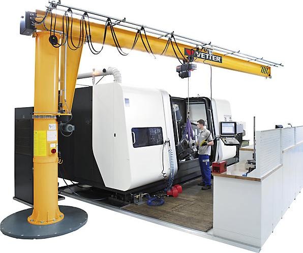 Actual product image Vetter MEISTER M post mounted jib crane, with HF electric chain hoist, max. load 500