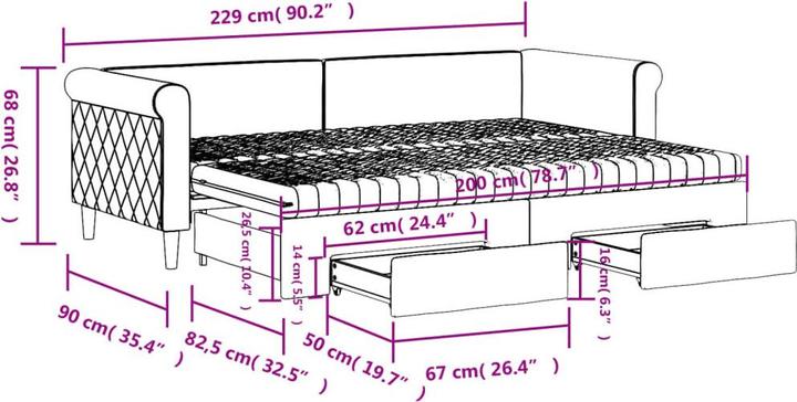 Actual product image vidaXL ausziehbares Tagesbett