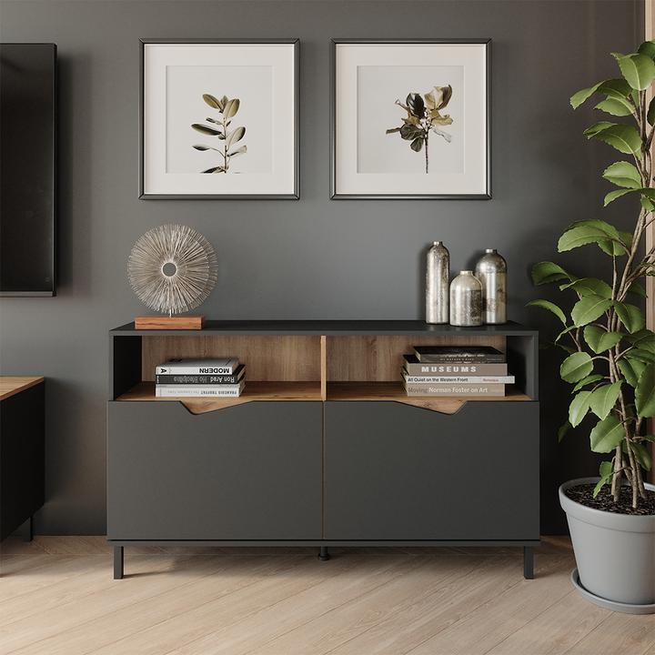 Image du produit Vicco Kommode Marelle, Anthrazit/Artisan, 140 x 81.3 cm mit 2 Türen (140 x 38 x 81.30 cm)