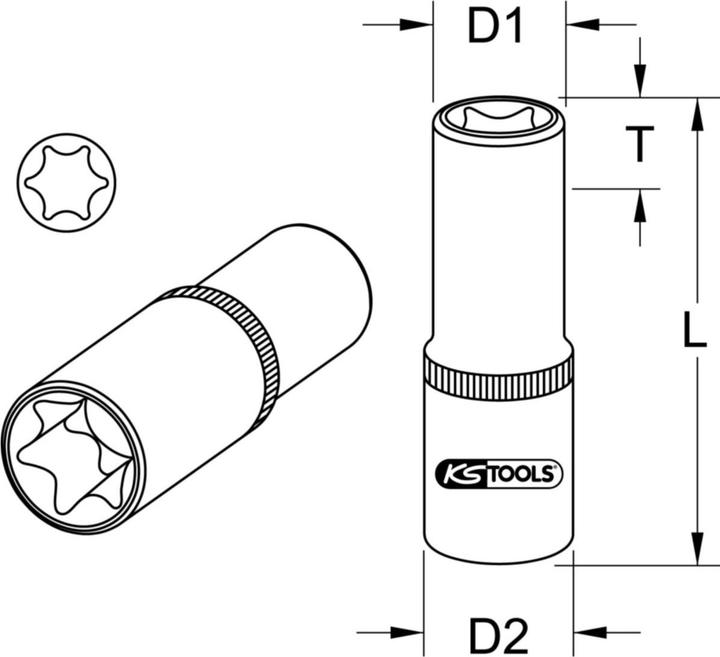 Productafbeelding KS Tools 1/2" speciale inbus voor Mercedes, E30, 46 mm kort (1/2")