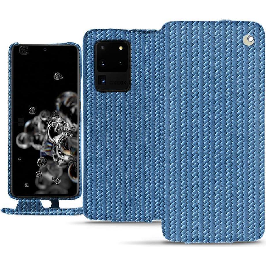Noreve Lederschutzhülle vertikal (Samsung Galaxy S20 Ultra 5G), Smartphone Hülle, Blau