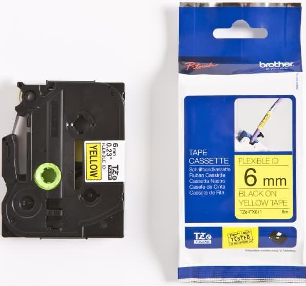 Actual product image Brother Tze-Fx611 (0.60 cm, Black, Yellow)