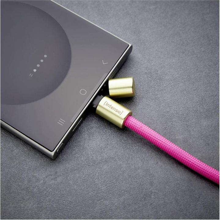 Produktbild Intenso Handykette als Lade- + Datenkabel USB-C bis 1,65m neon pink (1.65 m, USB 2.0, 60 W)