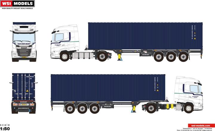 Produktbild WSI Models 1:50 - Van der Most - DAF XG - Trailer & 40FT Container Diecast model