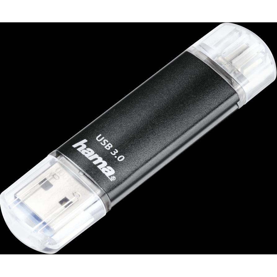 Hama Laeta Twin (256 GB, USB 3.0, USB-A, Micro USB), USB Stick, Schwarz