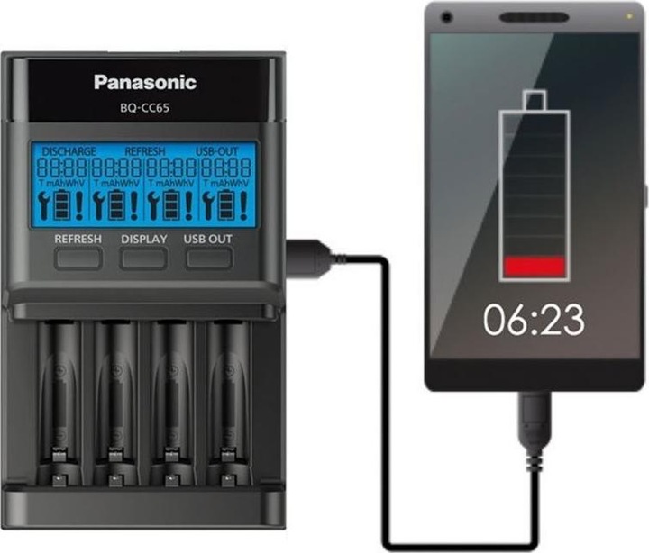 Produktbild Panasonic Ladegerät Eneloop BQ-CC65 inkl., 4 eneloop AAA Micro und AccuCell AkkuBox Blue (1 Stk., AAA, Ladegerät inkl. Akku)