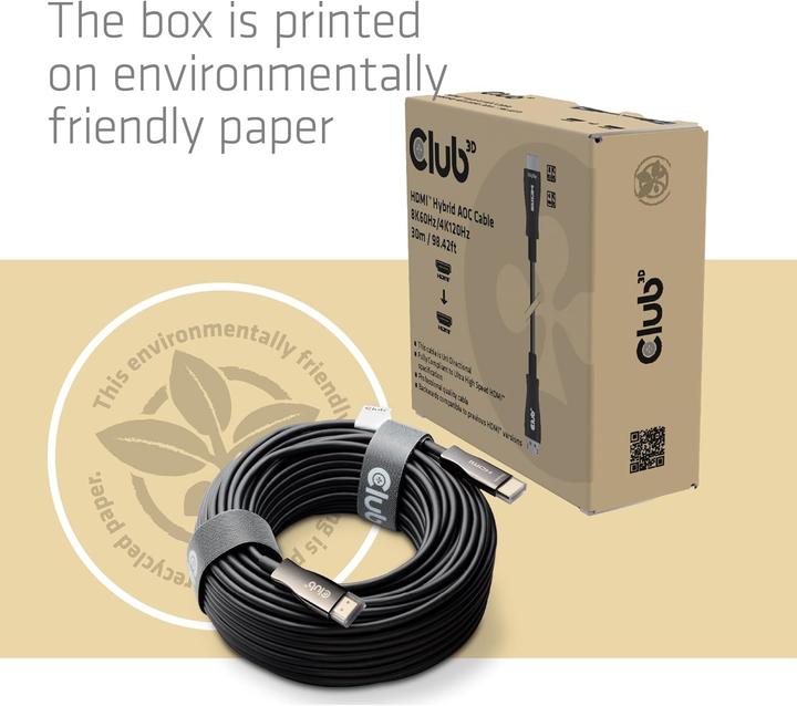 Actual product image Club 3D Club3D HDMI-Kabel A -> A 2.1 aktiv opt. 8K60Hz UHD 30 Meter retail (30 m)