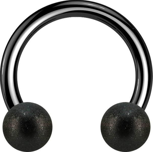 Produktbild Star Piercing Micro Circular Barbell schwarz mit zwei Kugeln gesprenkelt (Chirurgenstahl 316L, ohne Messing)