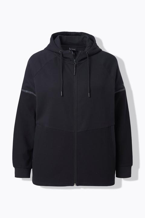 Produktbild Ulla Popken Sweatjacke, Reflektor-Bänder, Kapuze, halb Ottoman (54)