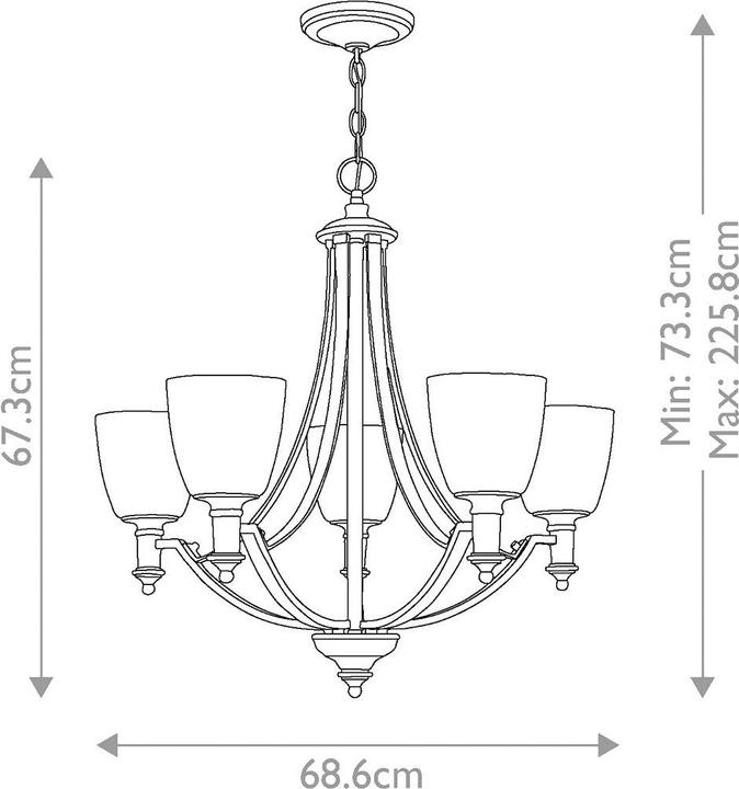Produktbild Elstead Lighting Truman Kronleuchter E27 5-fach Antikes Nickel (68.60 cm)