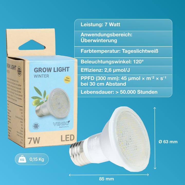 Produktbild Venso E27 Pflanzenlampe "Winter" 7W 120° (LED, 100 V)