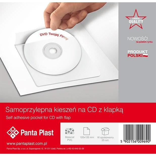 Panta Plast Selbstklebende CD-Tasche (CD), Porta CD + Portavinili, Trasparente