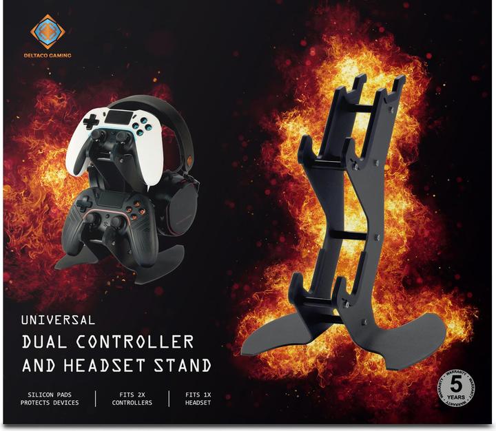 Actual product image Deltaco Gaming Dual controller & headset stand (Android, iOS, Mac, PC, PS3, PS4, PS4 Pro, PS5, Switch, Switch Lite, Switch OLED, Xbox 360, Xbox One S, Xbox Series S, Xbox Series X)