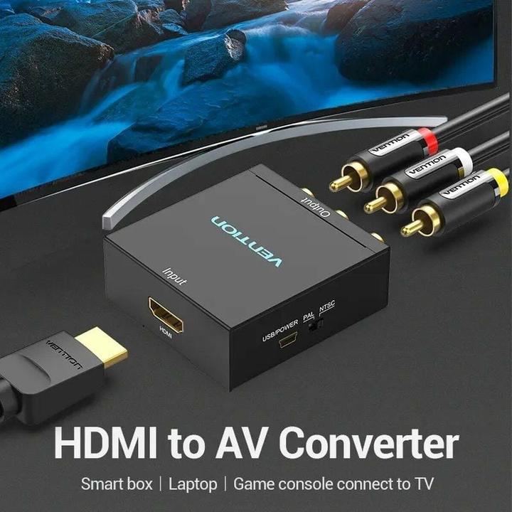 Actual product image Vention HDMI to RCA Converter Black Metal Type