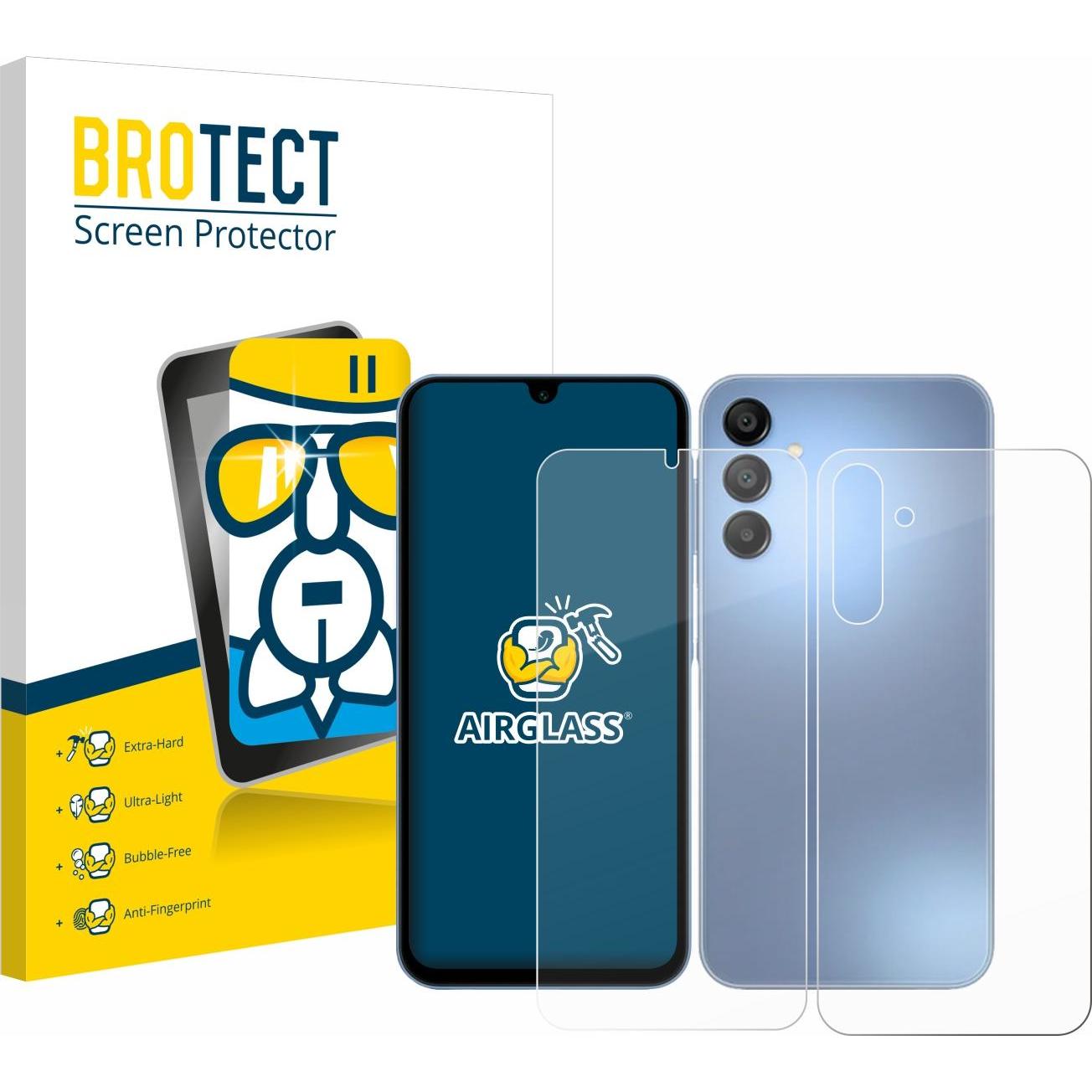 BROTECT AirGlass Panzerglasfolie (1 Stück, Samsung Galaxy A15 5G), Smartphone Schutzfolie, Transparent
