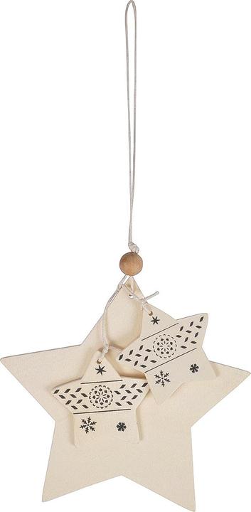 Image du produit Natura Punto Lot de 4 pendentifs en bois, renne, boule de Noël, sapin de Noël et étoile, à suspendre