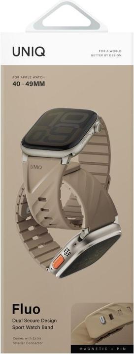 Productafbeelding Uniq Strap Fluo for Apple Watch 49/46/45/44/42/41/40mm Magnetic beige (Plastic, Silicone)
