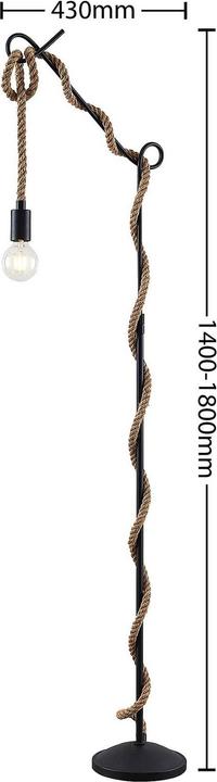 Actual product image Lucande Ropina floor lamp with hemp rope (E27)