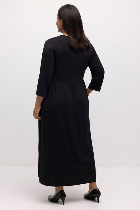 Produktbild Ulla Popken Midikleid, Punkte, Wickeloptik, V-Ausschnitt, 3/4-Arm (62)
