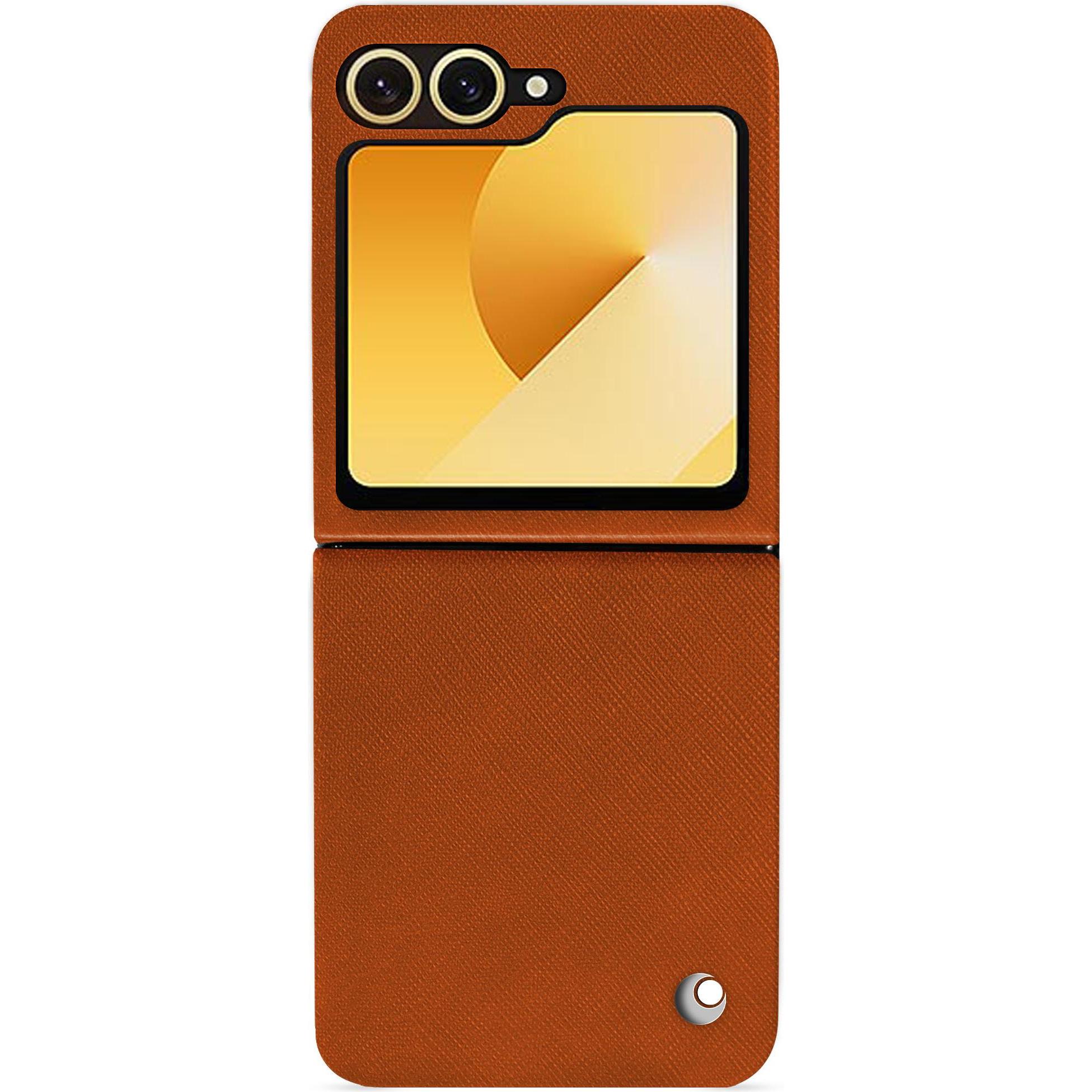 Noreve Lederschutzhülle Samsung Galaxy Z Flip6 (Samsung Galaxy Z Flip6), Smartphone Hülle, Orange