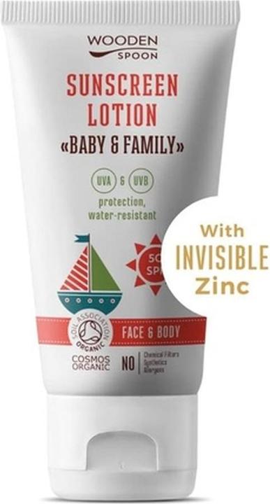 Konjac Sponge WOODEN SPOON Sunscreen Lotion delikatny krem z filtrem dla niemowląt i całej rodziny SPF50+ 150ml (Sonnencreme, SPF 50, 150 ml)