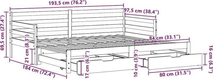 Produktbild vidaXL ausziehbares Tagesbett (80 x 200 cm)