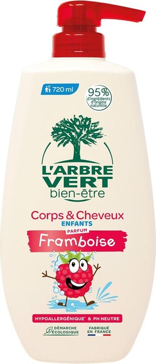 Image du produit L'arbre vert Shampooing & Douche écologique Enfants Framboise