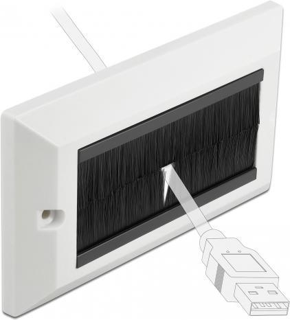 Delock Cable Management Cover 146 x 86 mm with black Brush Strips