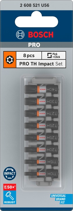 Actual product image Bosch Professional Zubehör PRO Torx Security Impact Bit, T10H, T15H, T20H, T25H(x2), T27H, T30H, T40H, 25 mm, 8 pcs. (T25x2, T27H, T40H, T10H, T20H, T15H, T30H)