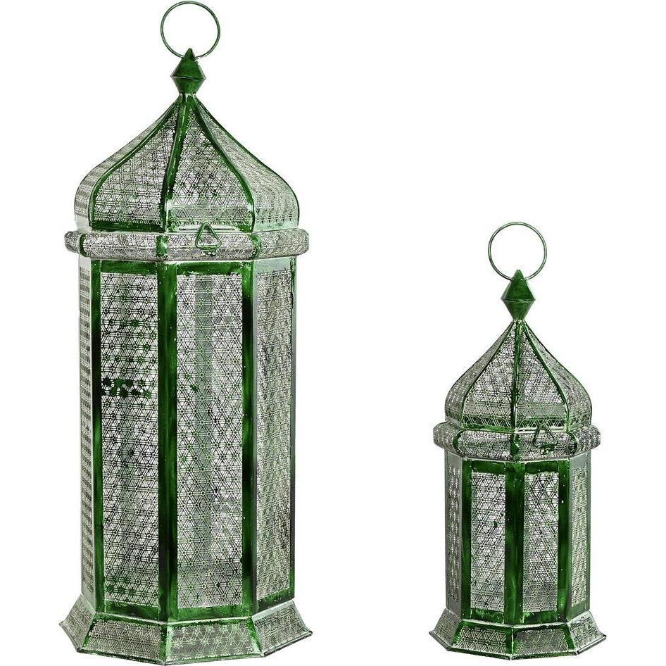 Esprit, Candeliere, Lanterns Home Green Metal Oriental 23 x 23 x 57 cm (2 Pieces)