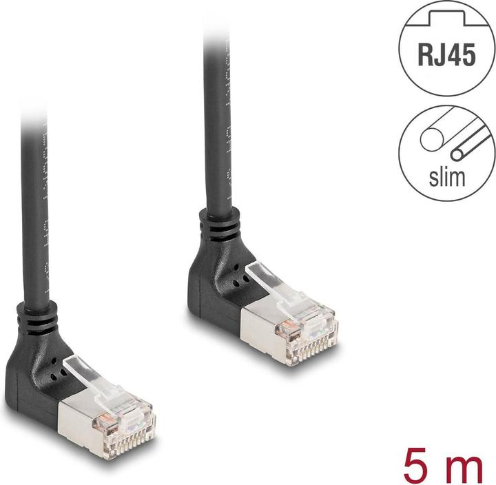 Actual product image Delock RJ45 network cable Cat.6A S/FTP Slim 90° top / top (S/FTP, CAT6a, 5 m)